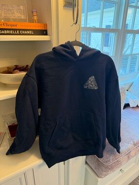 PALACE Navy Pullover Hoodie with Chest and Back Triangle Logo